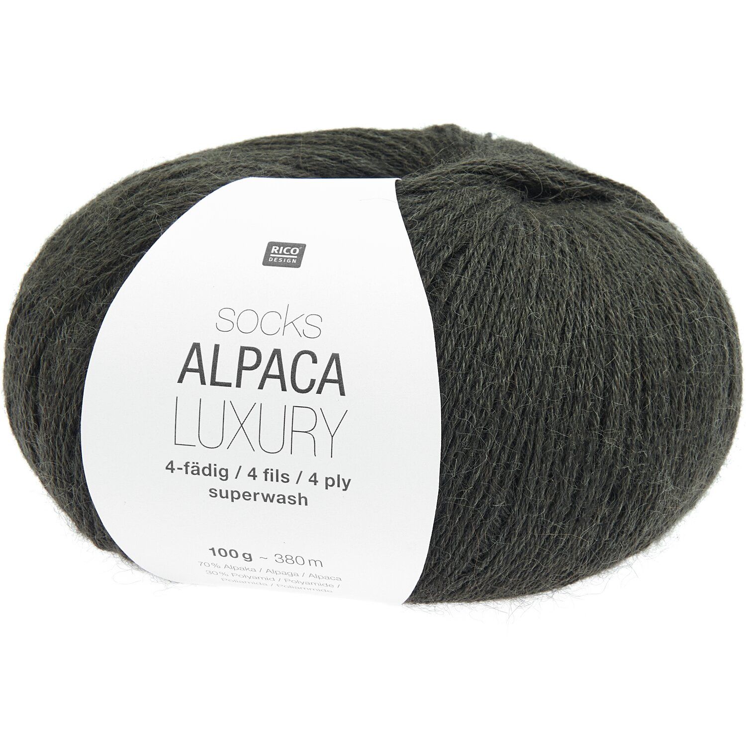 Sockenwolle Socks Alpaka Luxury 4-fädig 100g Knäuel 006 oliv