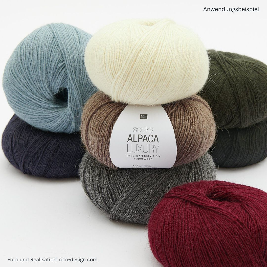 Sockenwolle Socks Alpaka Luxury 4-fädig 100g Knäuel Farbauswahl