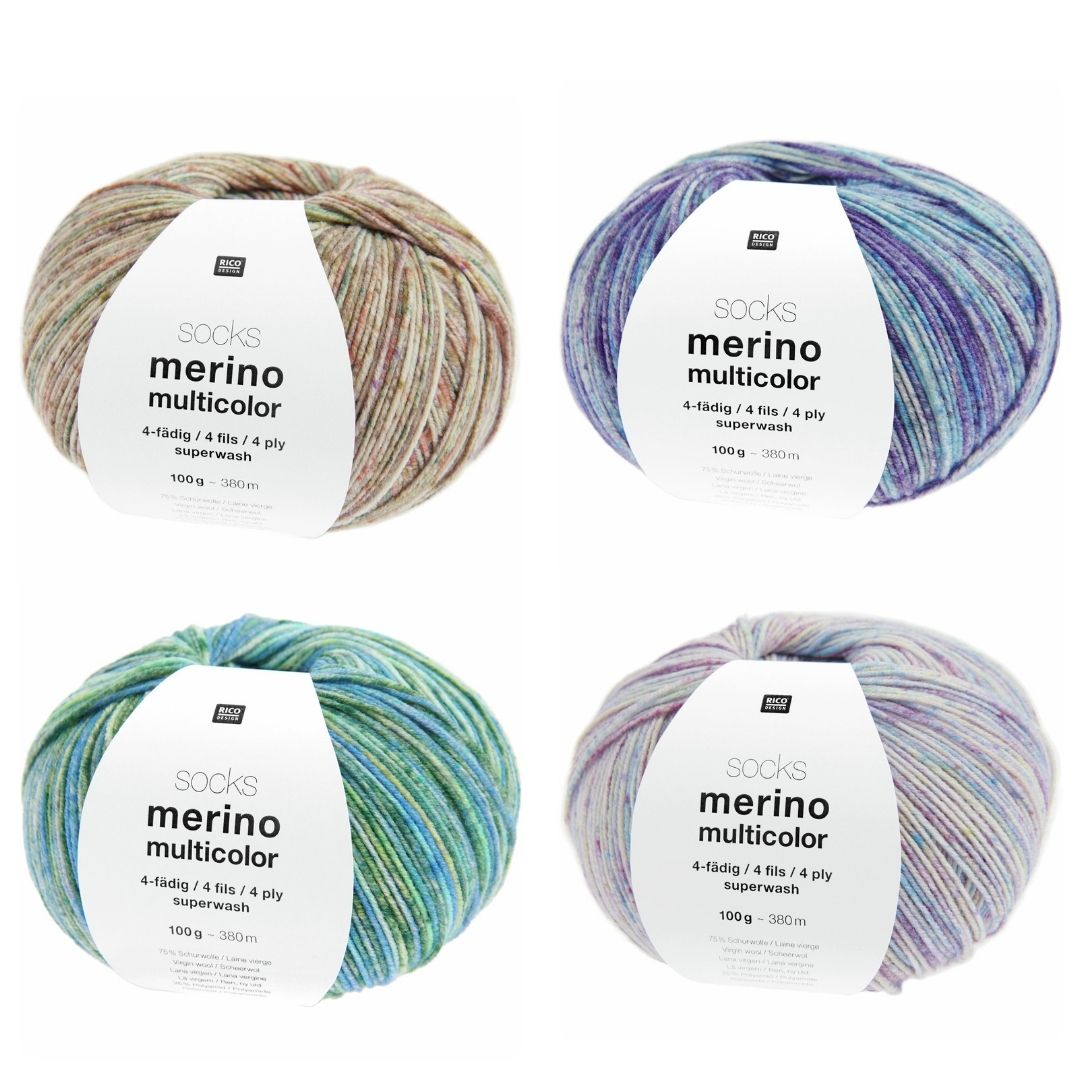Socks Merino Multicolor 100g 4-fädige Sockenwolle 4 Farben als Farbauswahl