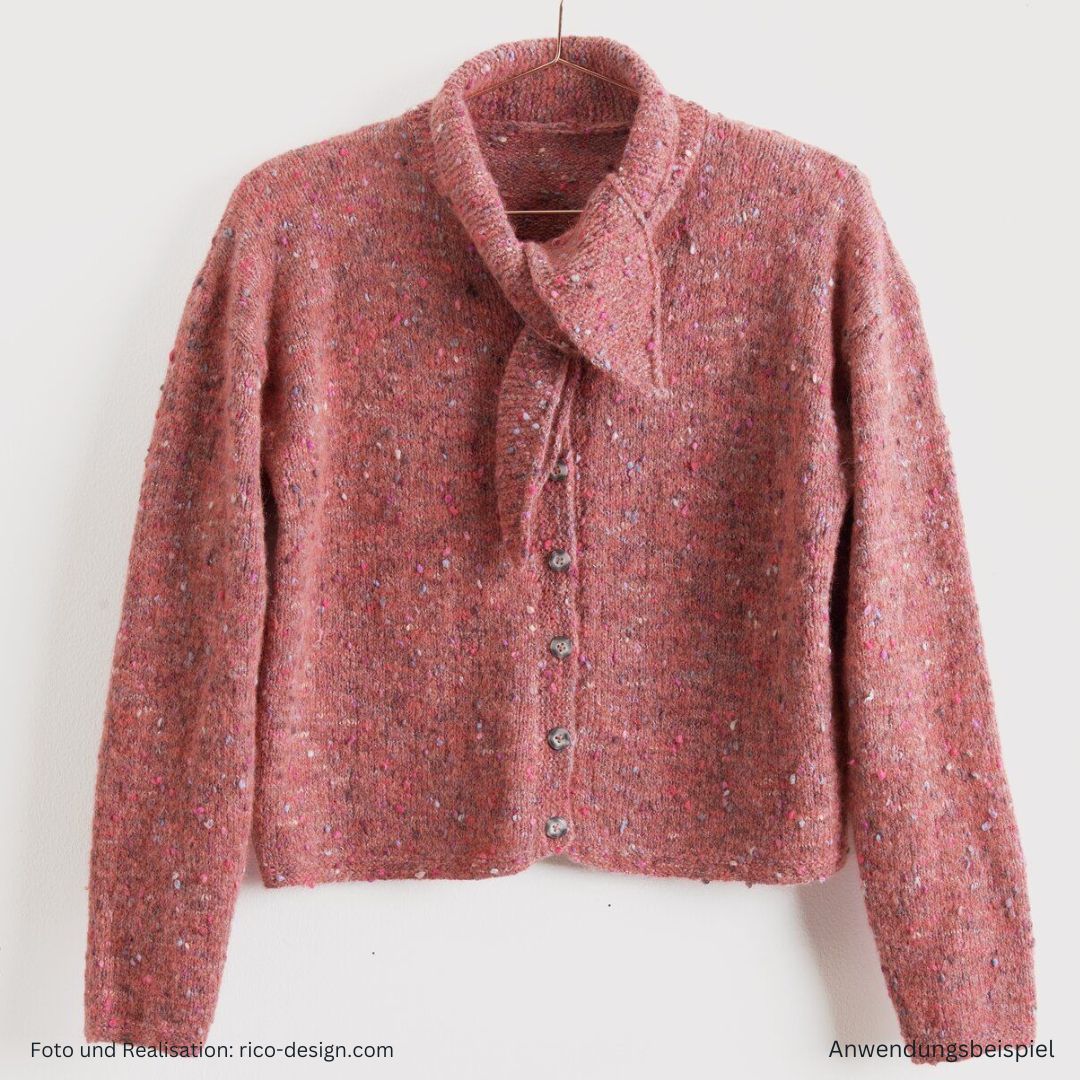 Fashion Cotton Alpaca Fun Neps Noppengarn aus Alpakawolle und Baumwolle Muster Jacke mit Minischal in beere