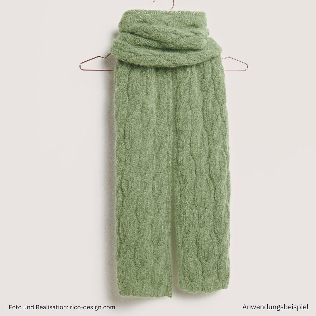 Luxury Alpaca Cotton Fusion Alpakawolle Baumwolle Muster Schal aloe Zopfmuster