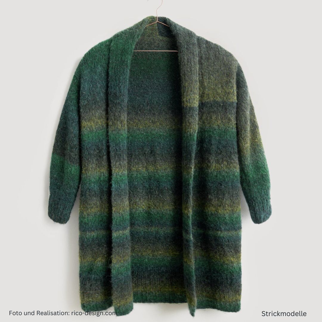 Lovewool Nr. 21 Strickanleitung Longweste in blau-/grün-Tönen