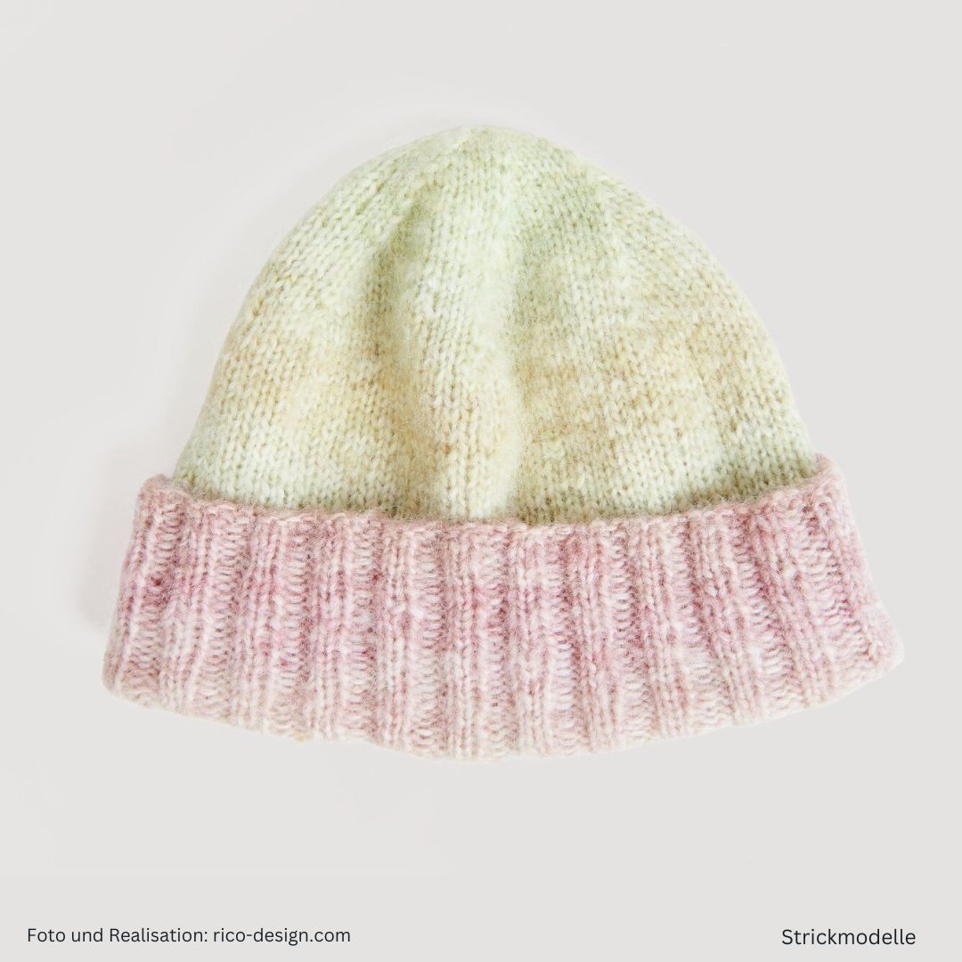 Lovewool Nr. 21 Strickanleitung Mütze in wollweiß und rosa