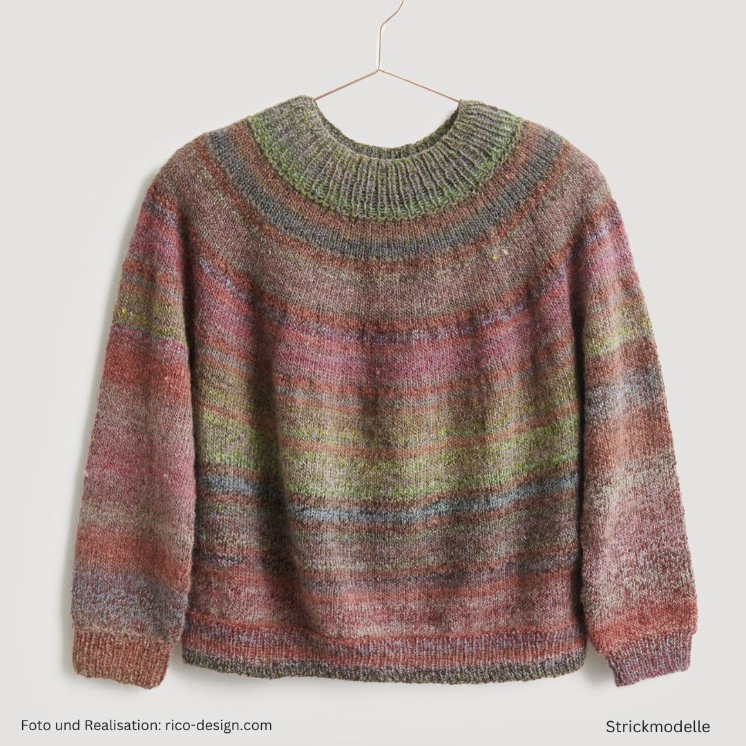 Lovewool Nr. 21 Strickanleitung Pulli Topdown Verlaufsfarben rosa/grau