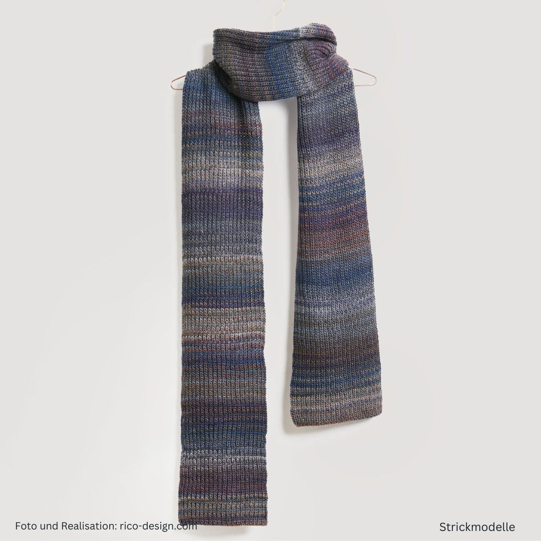 Lovewool Nr. 21 Strickanleitung Schal in blau-/grau-Tönen Verlaufsfarben