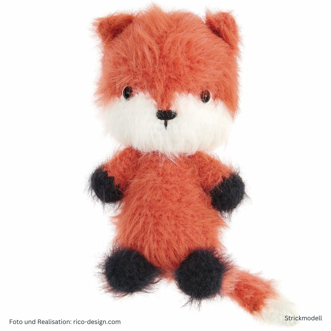 Ricorumi Furry Furry 25g 175m Flauschgarn Beilaufgarn Modell Fuchs gehäkeltes Muster