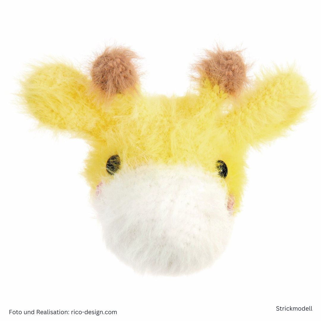 Ricorumi Furry Furry 25g 175m Flauschgarn Beilaufgarn Modell Kopf einer Giraffe gehäkeltes Muster