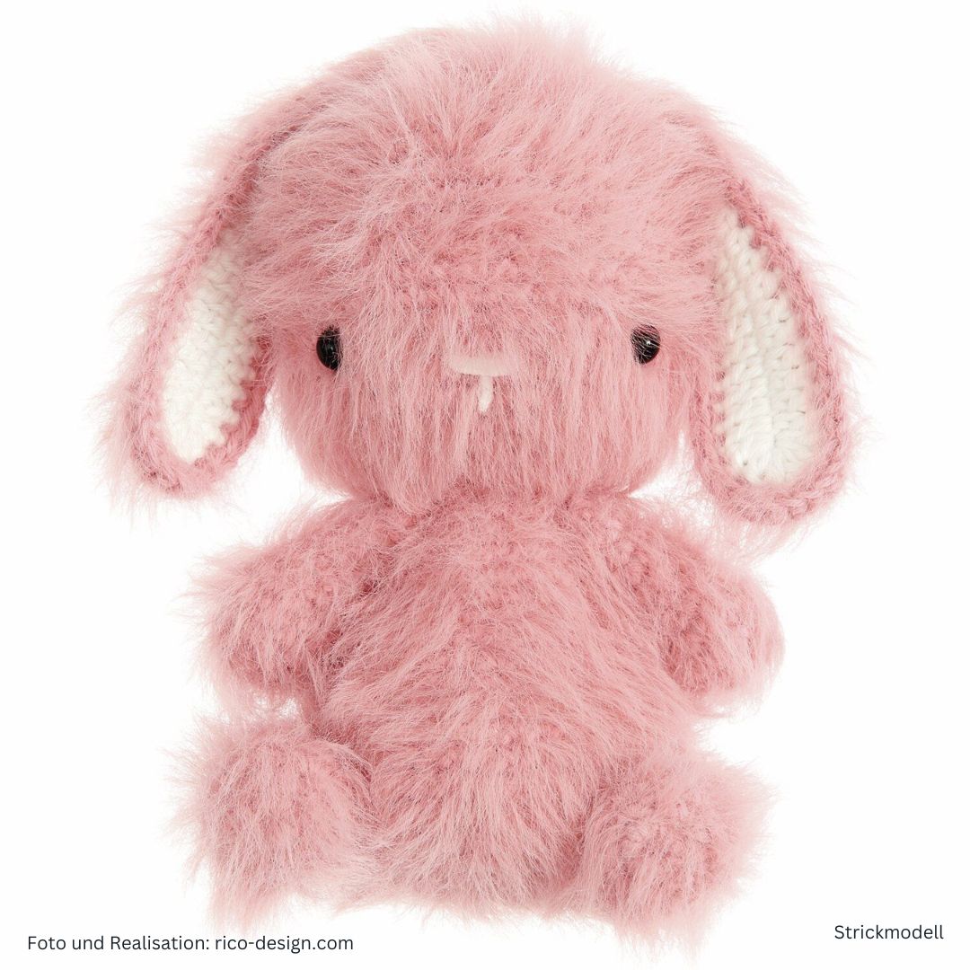 Ricorumi Furry Furry 25g 175m Flauschgarn Beilaufgarn Modell Kaninchen mit Schlappohren gehäkeltes Muster 