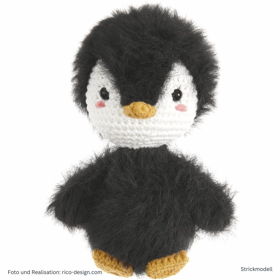 Ricorumi Furry Furry 25g 175m Flauschgarn Beilaufgarn Modell Pinguin gehäkeltes Muster