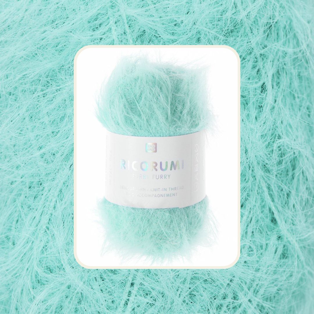 Ricorumi Furry Furry 25g 175m Flauschgarn Beilaufgarn Farbe 005 türkis zum Häkeln und Stricken