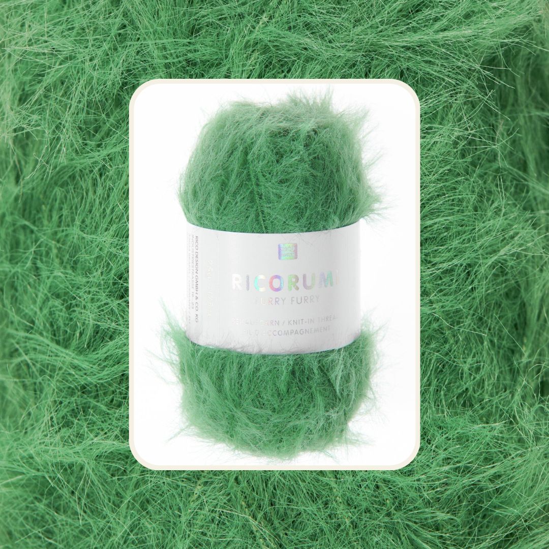 Ricorumi Furry Furry 25g 175m Flauschgarn Beilaufgarn Farbe 006 tanne zum Häkeln und Stricken