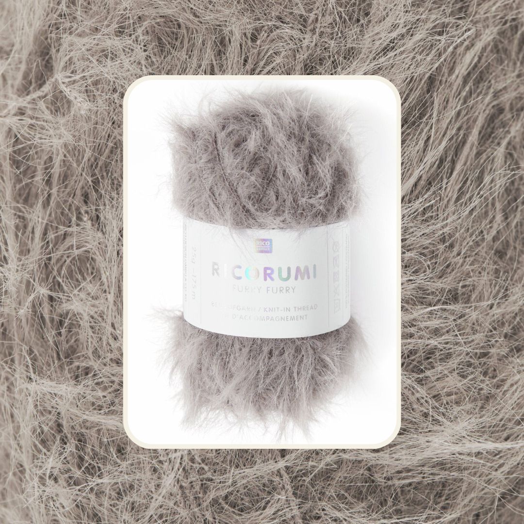 Ricorumi Furry Furry 25g 175m Flauschgarn Beilaufgarn Farbe 009 holz zum Häkeln und Stricken