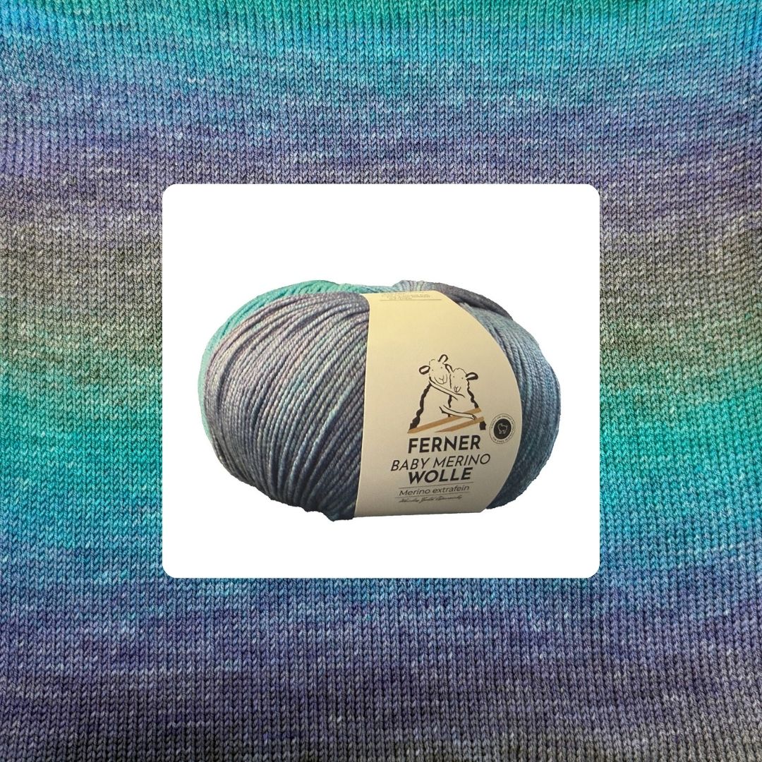 Baby Merinowolle 100g 320m Verlaufsfarben Nr. 14 in Regenbogen thunder zum Stricken und Häkeln