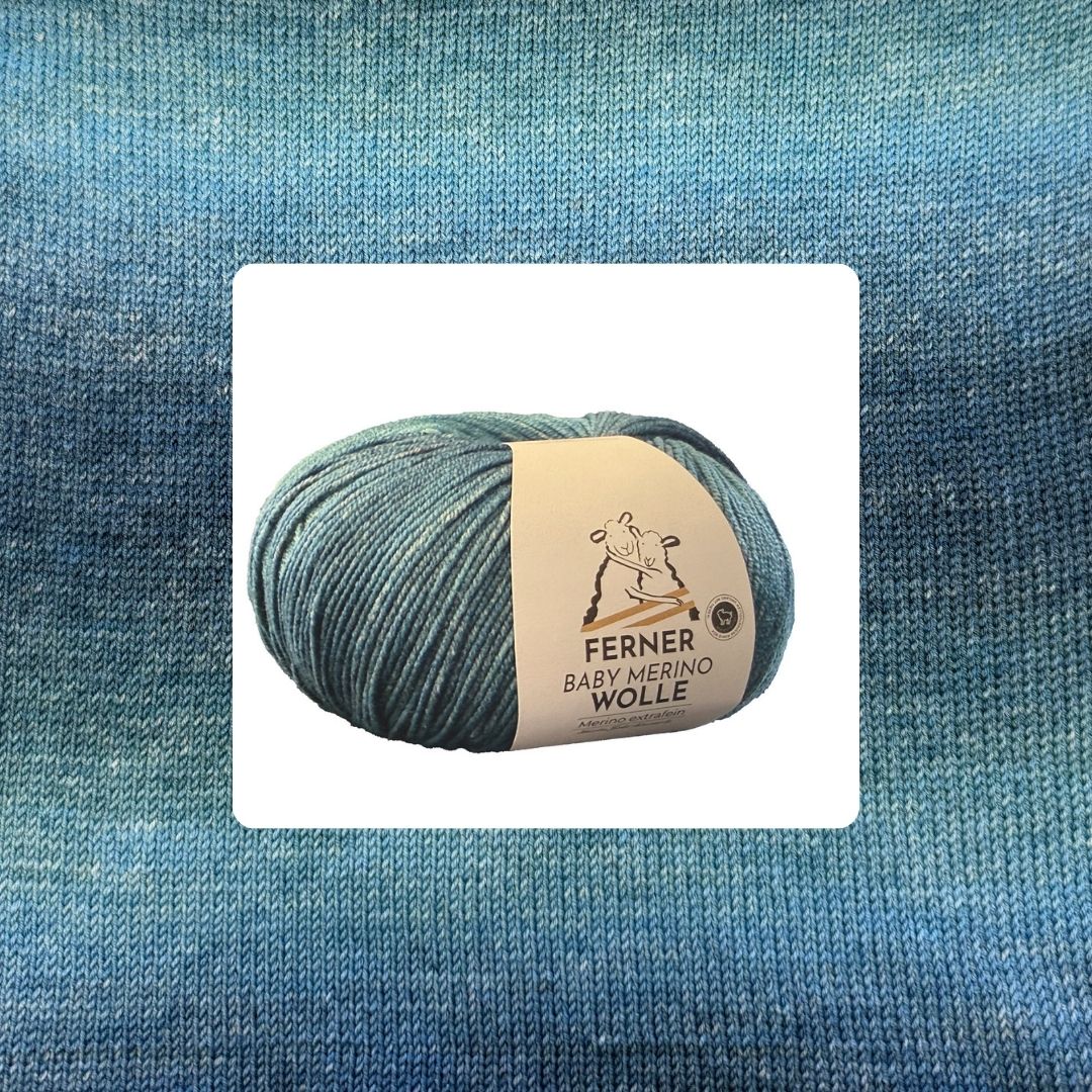 Baby Merinowolle 100g 320m Verlaufsfarben Nr. 15 in Regenbogen blau Tönen zum Stricken und Häkeln