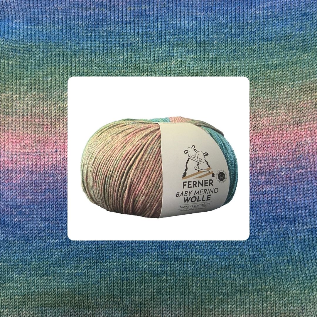 Baby Merinowolle 100g 320m Verlaufsfarben Nr. 16 in Regenbogen sunrise Tönen zum Stricken und Häkeln