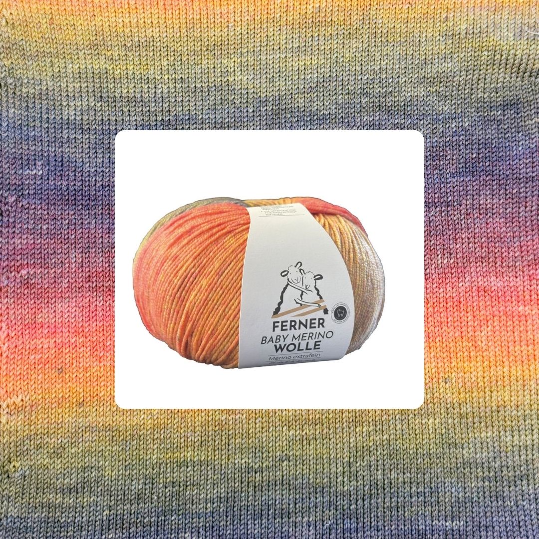 Baby Merinowolle 100g 320m Verlaufsfarben Nr. 17 in Regenbogen sundown zum Stricken und Häkeln
