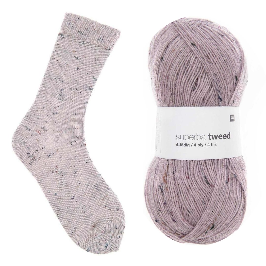 Sockenwolle mit Tweed-Noppen 100g 375m Sockenstricken Knäuel Farbe Nr. 003 flieder