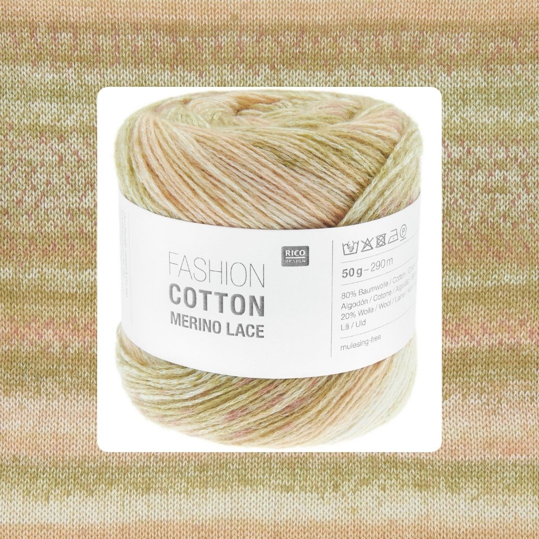 Fashion Cotton Merino Lace Wolle Baumwolle 013 peaches Musterstrick mit oliv und terracottentönen