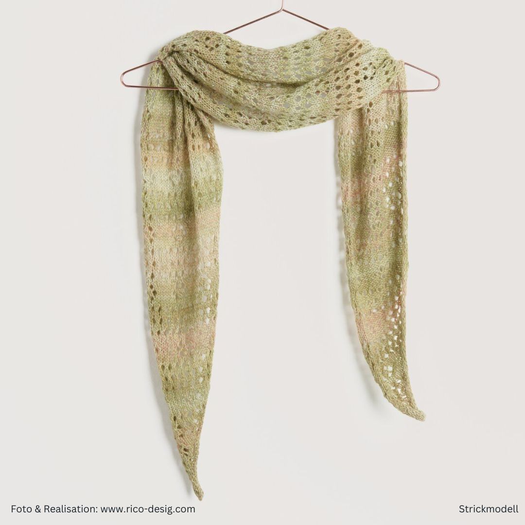 Fashion Cotton Merino Lace Wolle Baumwolle Dreieckstuch mit Lochmuster in der Farbe peaches 013 gestrickt