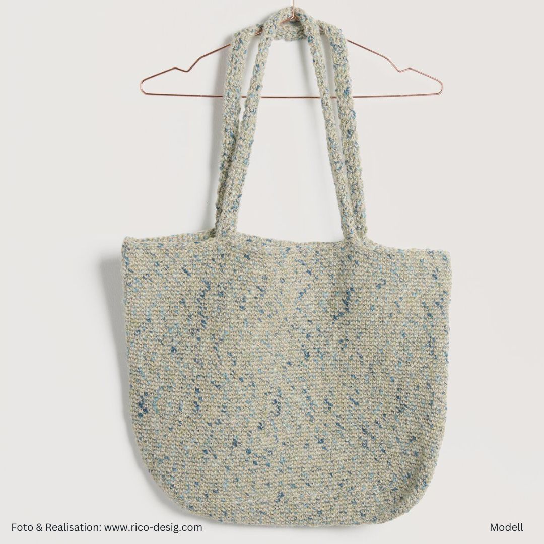 Creative Hey Jute Jutegarn 100g 130m Muster Tasche mit langen Trageschlaufen Taschen aus Jutegarn stricken Farbe aqua