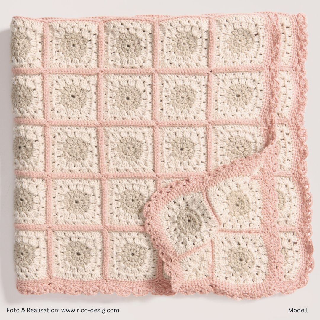 Cozy organic cashmere 50g 145m rico Baby Muster Babydecke Granny Square