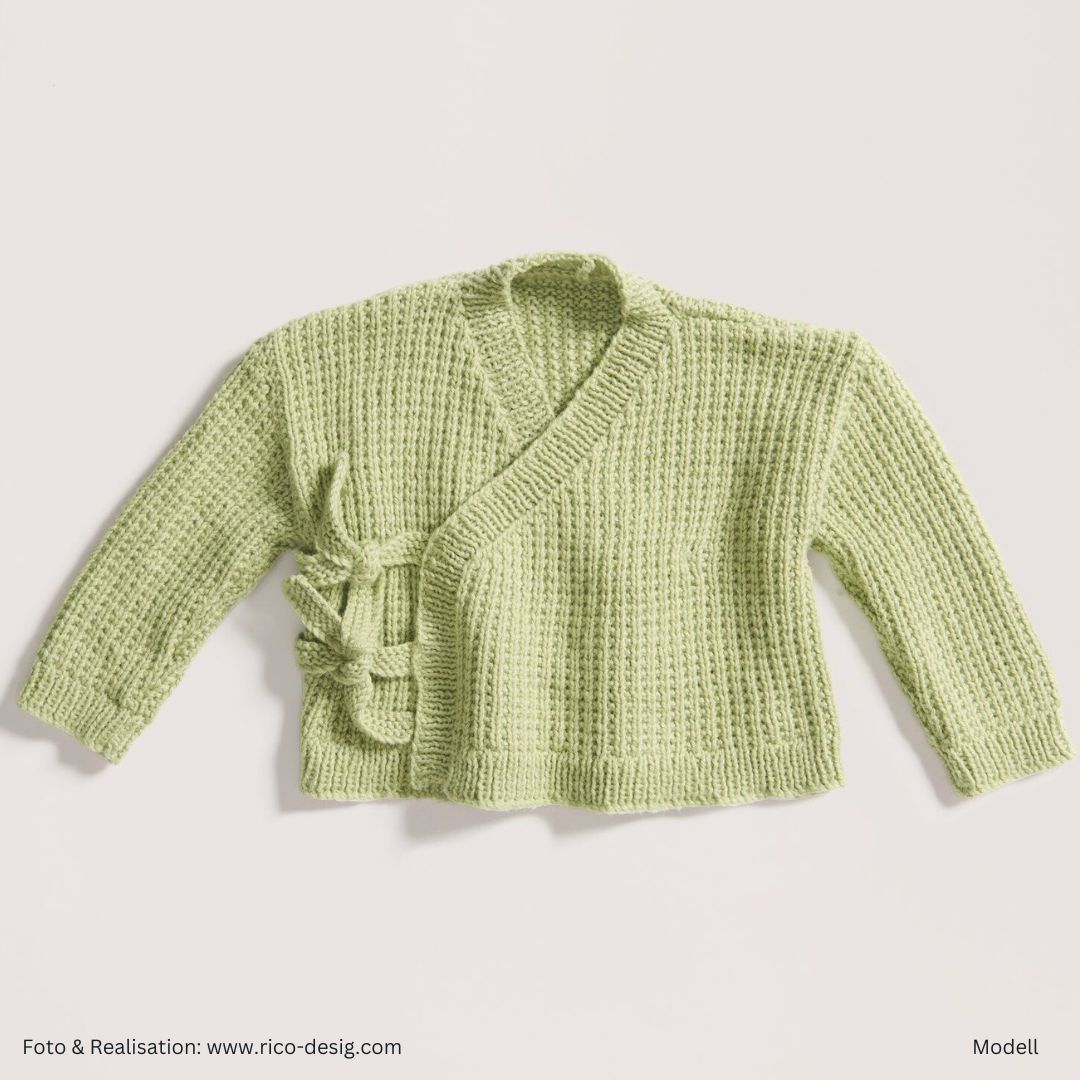Cozy organic cashmere 50g 145m rico Baby Muster salbei Babywickelweste gestrickt
