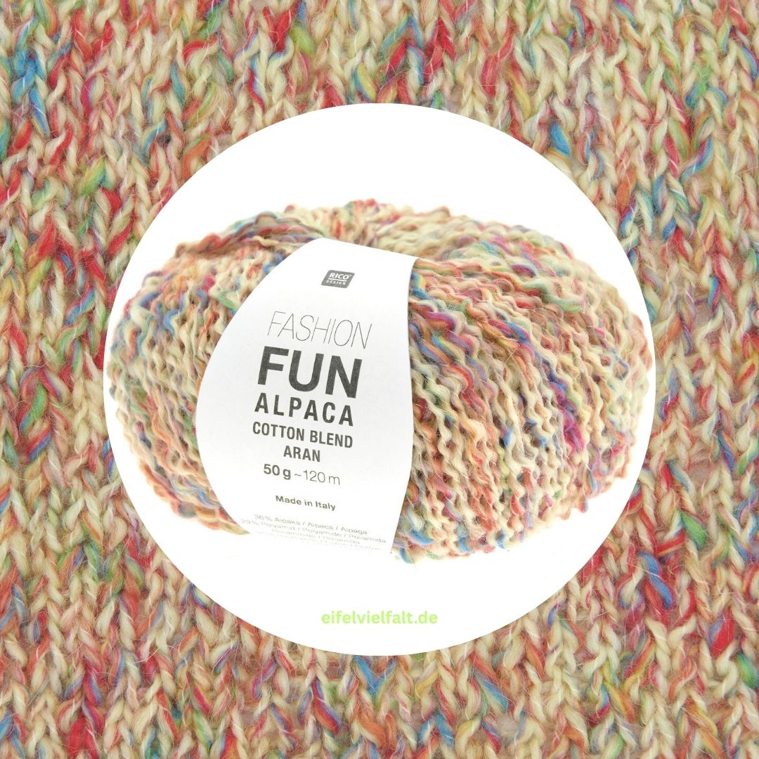 Fashion Fun Alpaca Cotton Blend aran 50g 120m Strick- und Häkelgarn Farbe multi-weiß 001