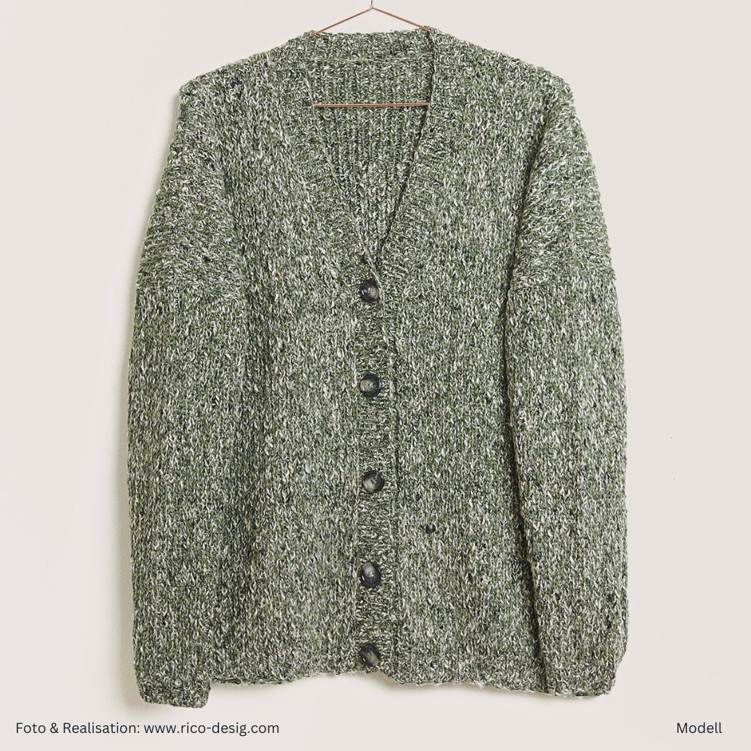 Weste mit 5 Knöpfen aus Fashion Fun Alpaca Cotton Blend aran 50g 120m  Strick- und Häkelgarn Farbe oliv 