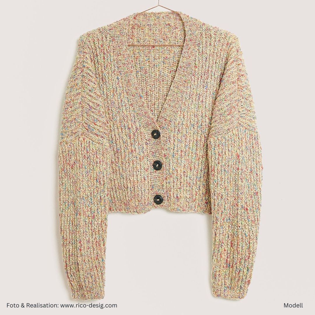 Strickweste aus Fashion Fun Alpaca Cotton Blend aran 50g Farbe 001 multi-weiß Strick- und Häkelgarn 