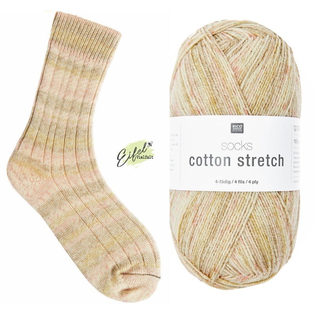 Sockenwolle Socks Cotton Stretch 100g 390m aus Baumwolle Wolle Polyamid und Polyester Farbe 009 peaches