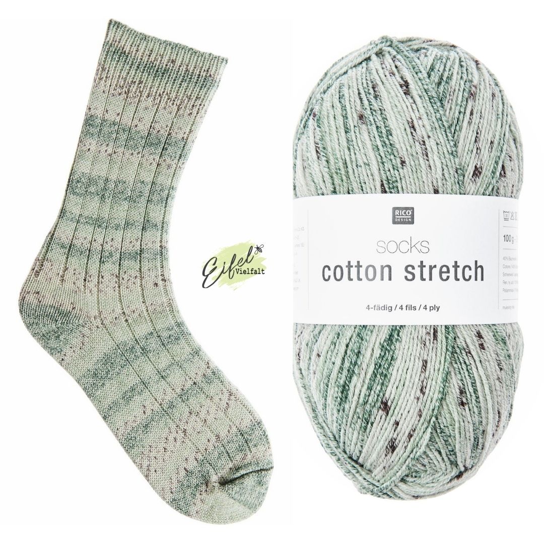 Sockenwolle Socks Cotton Stretch 100g 390m aus Baumwolle Wolle Polyamid und Polyester Farbe 011 aloe