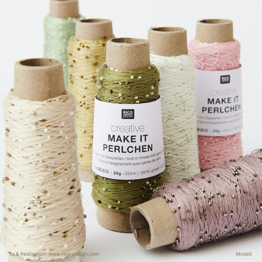 Creative Make it Perlchen 25g Beilaufgarn mit Glasperlen 255m Farbauswahl 100% Lyocell