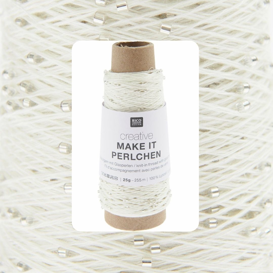 Creative Make it Perlchen 25g Beilaufgarn mit Glasperlen 255m Farbe 001 kristall 100% Lyocell
