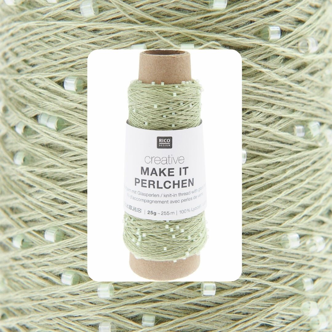 Creative Make it Perlchen 25g Beilaufgarn mit Glasperlen 255m Farbe 004 jade 100% Lyocell