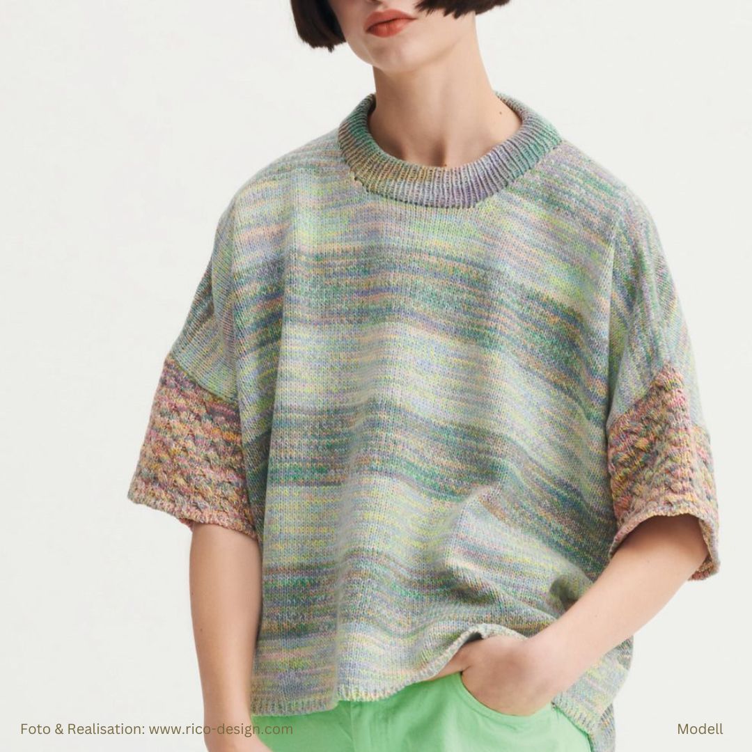Summer Sprinkles Muster Pulli mit Blockstreifen in 3 Farben gestrickt oversize-Look