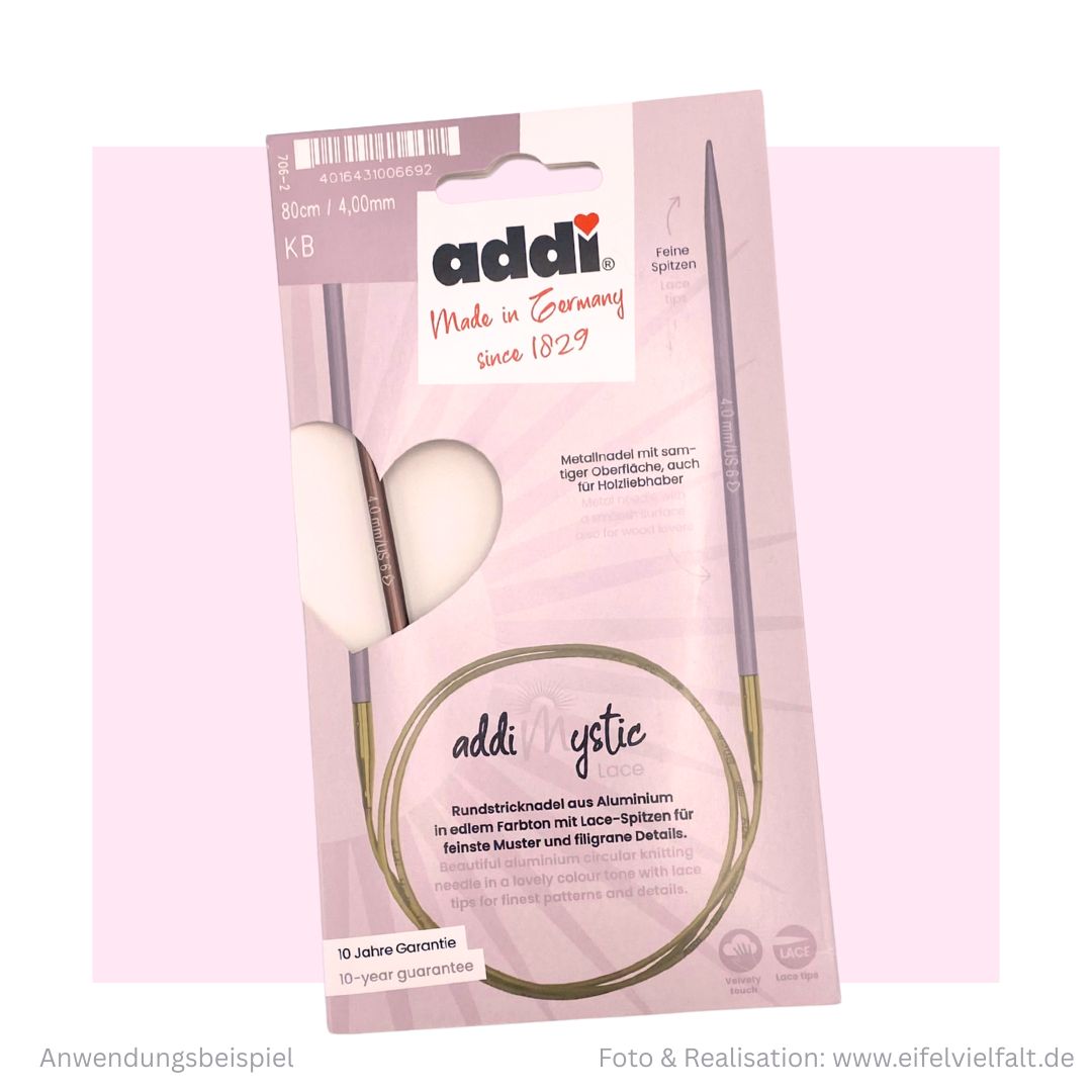 Rundstricknadel addi Mystic 80 cm Seillänge 4,0mm Stärke in Verpackung