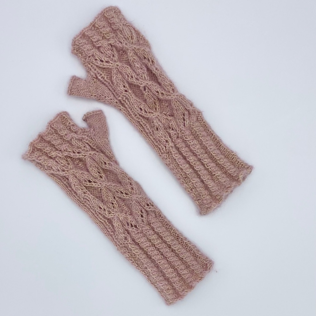 Handstulpen Armstulpen handgestrickt doppelt rosa