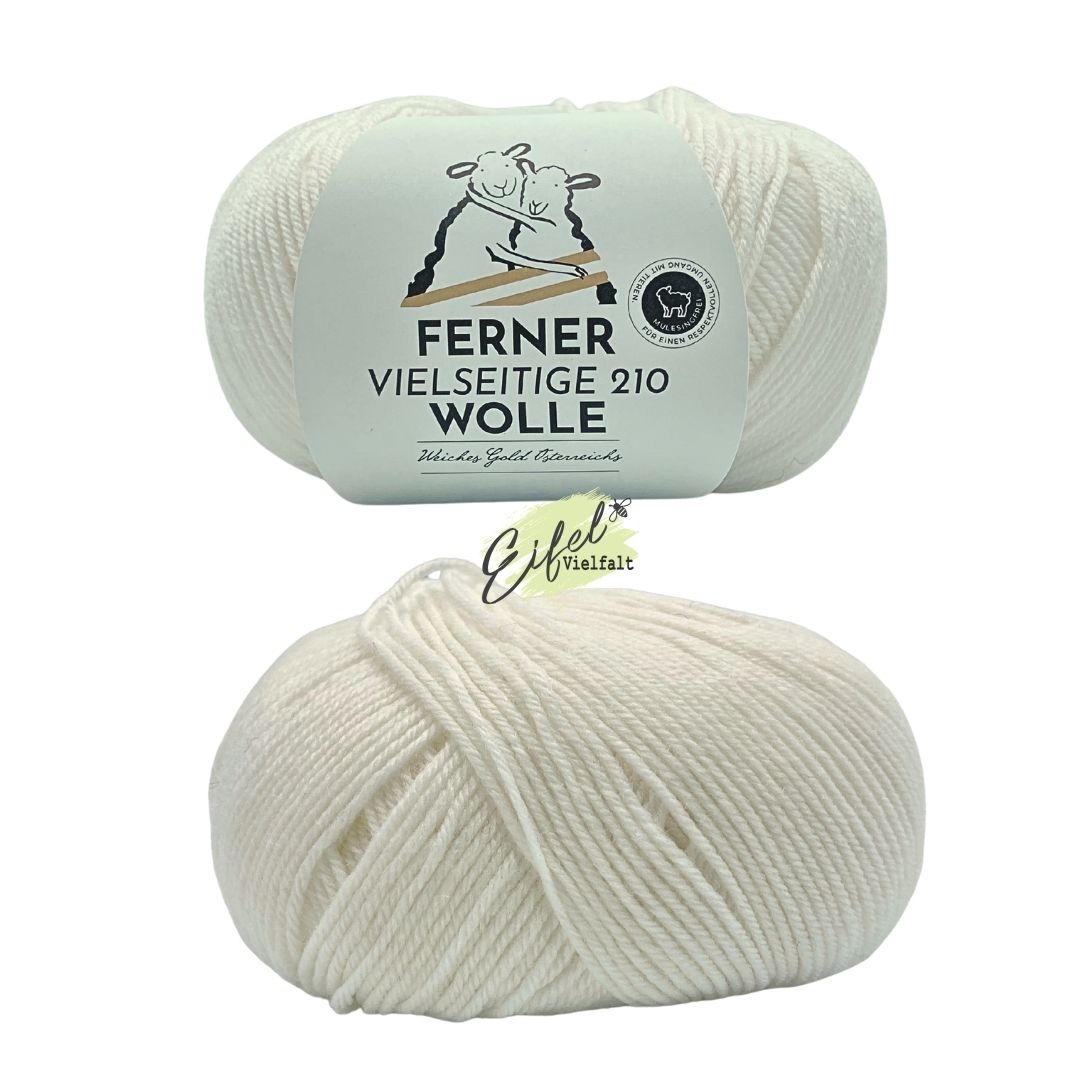 Sockenwolle Ferner Vielseitige 50g 210m 75% Merinowolle 25% Polyamid Farbe V33 hochweiß Sockenstricken mulesing free, Knäuel mit und ohne Banderole