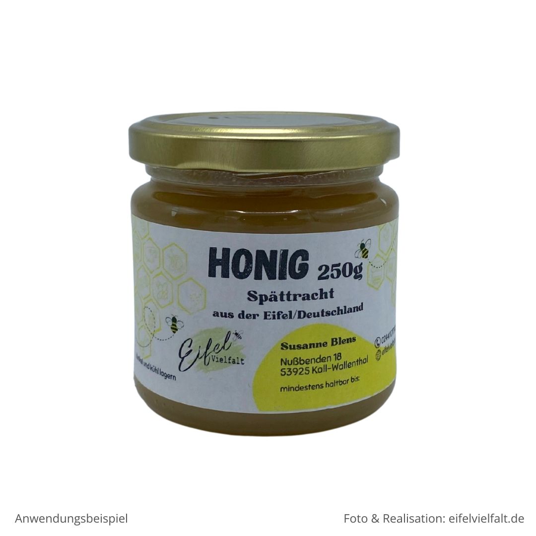 Bienenhonig 250g als Einzelglas mit Spättracht Eifelhonig Sommerblütenhonig 