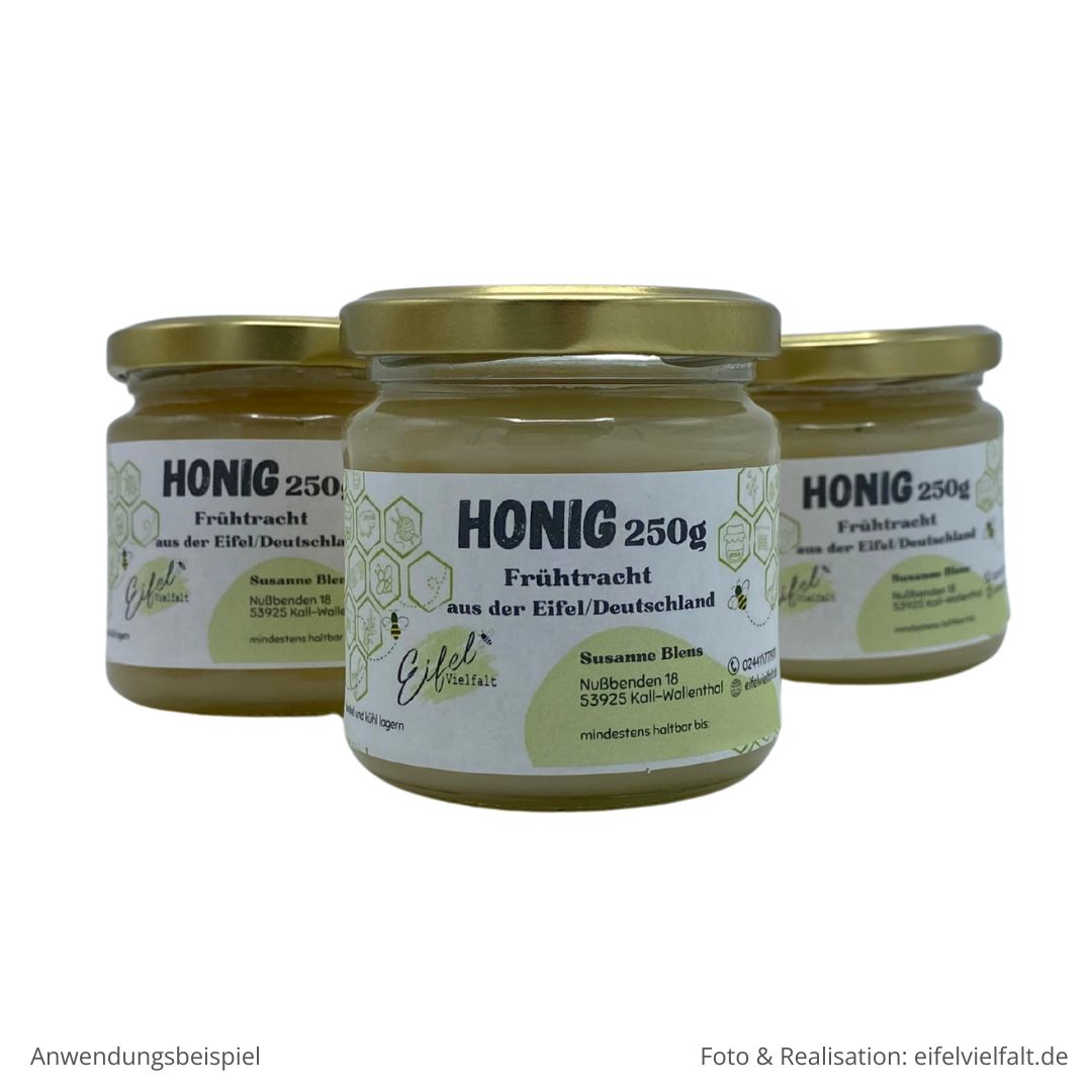 Bienenhonig Frühtracht im 250g Glas- 3 Gläser aufgereiht von Eifelvielfalt - Honig aus der Eifel 