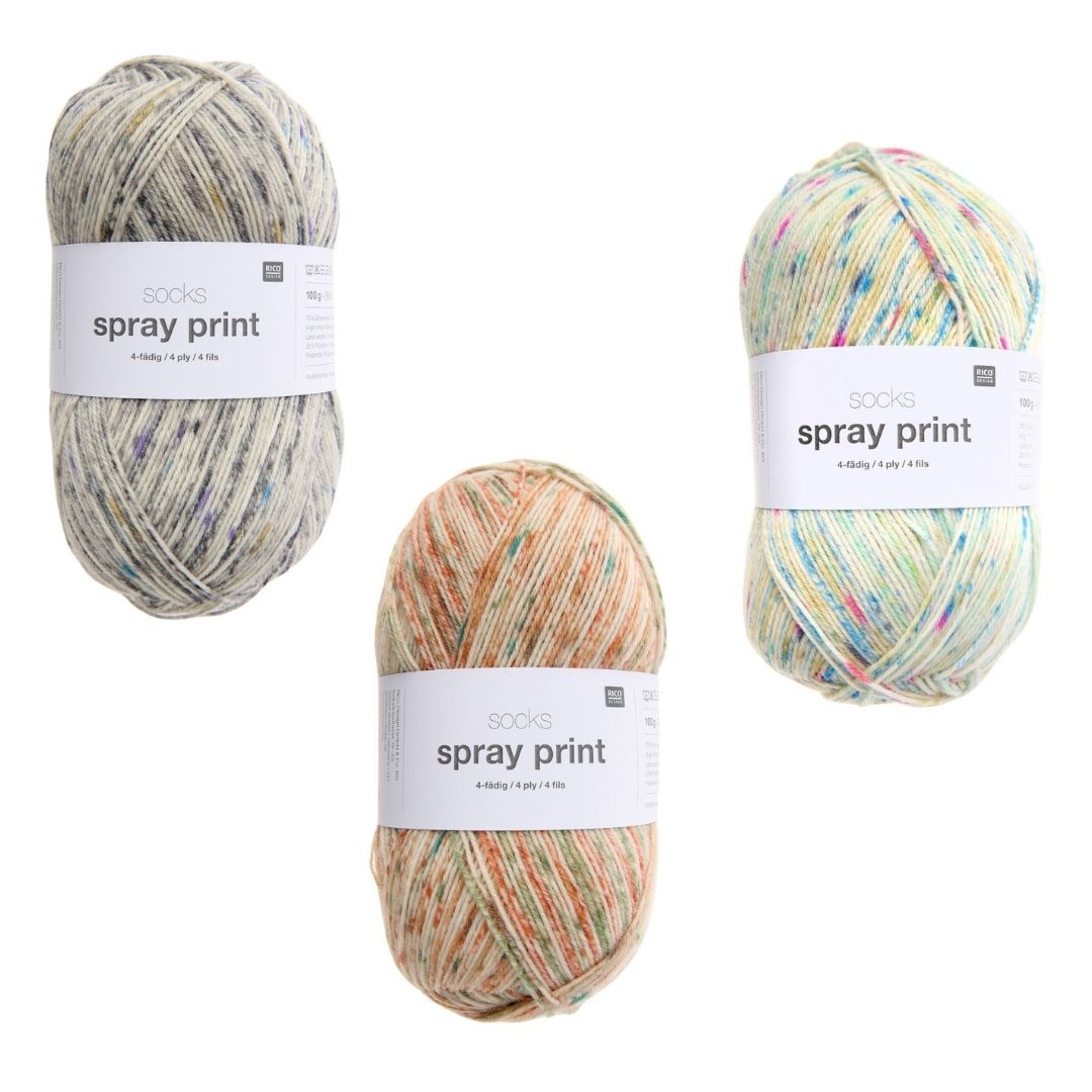 Sockenwolle Socks Spray Print 100g von Rico-Design Farbauswahl 3 Knäuel