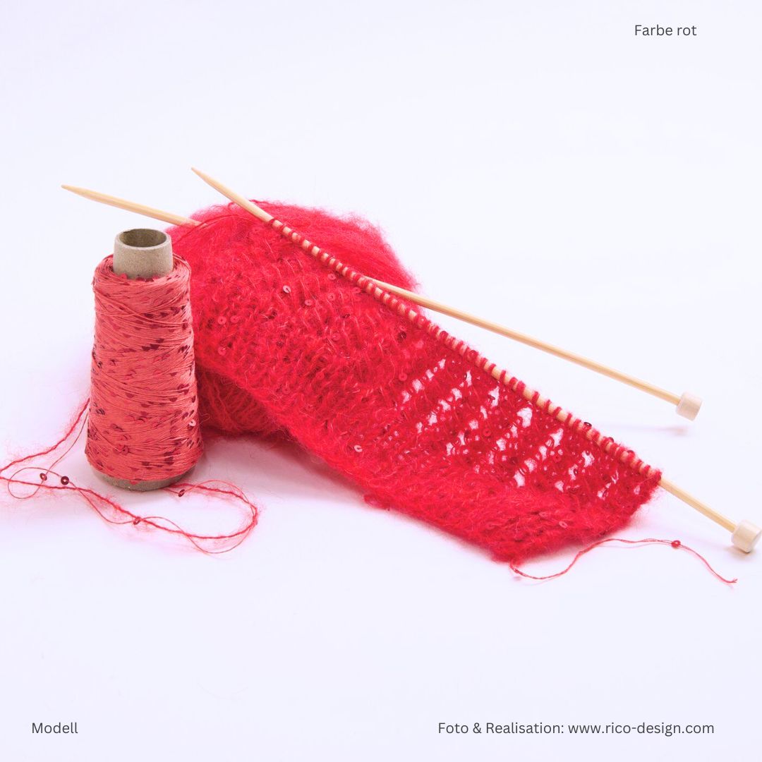 Luxury Alpaca Cotton Fusion Alpakawolle Baumwolle 50g Musteranstrick in rot mit Creative Make it Pailletten