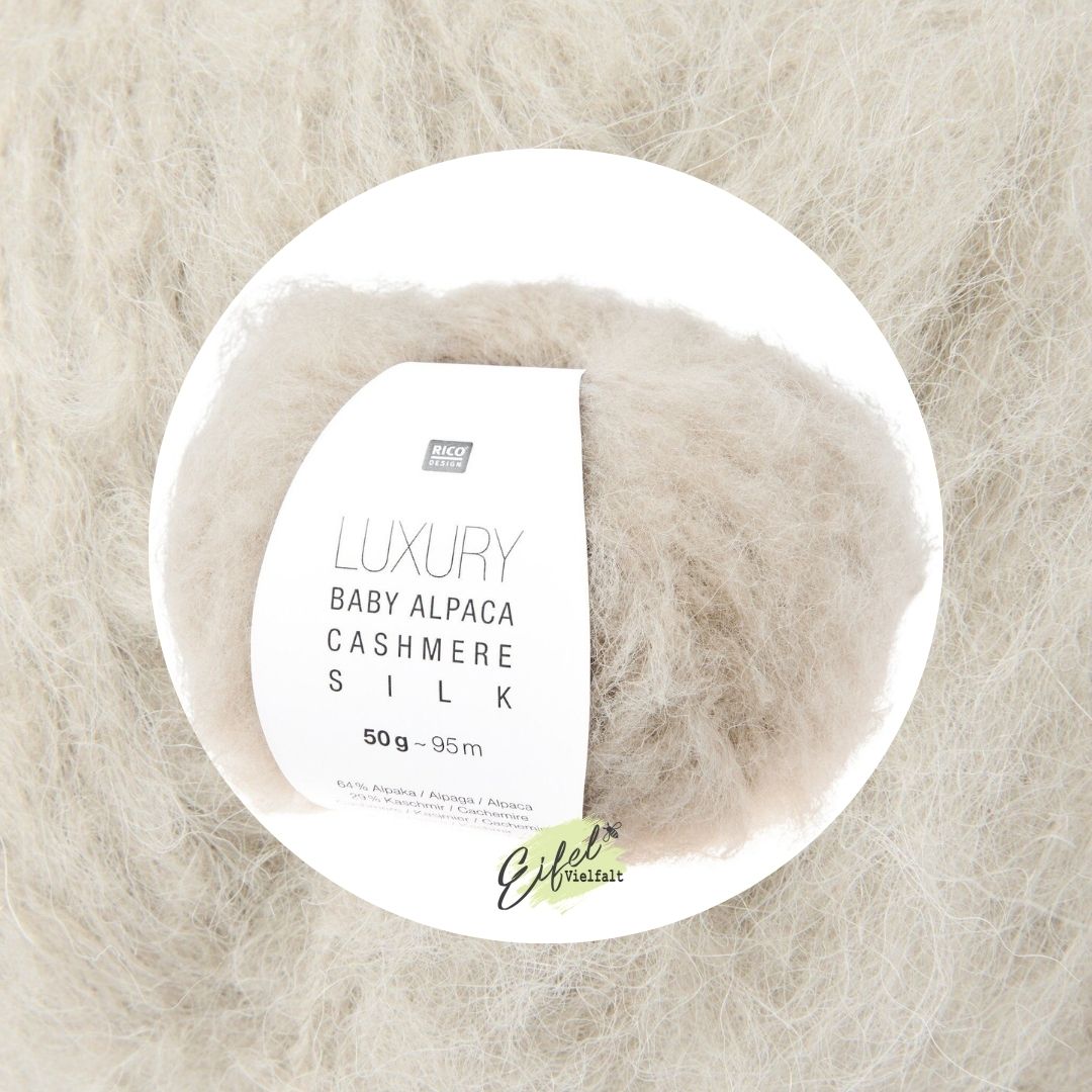 Luxury Baby Alpaca Cashmere Silk 50g 95m Strick- oder Häkelwolle Farbe 002 natur