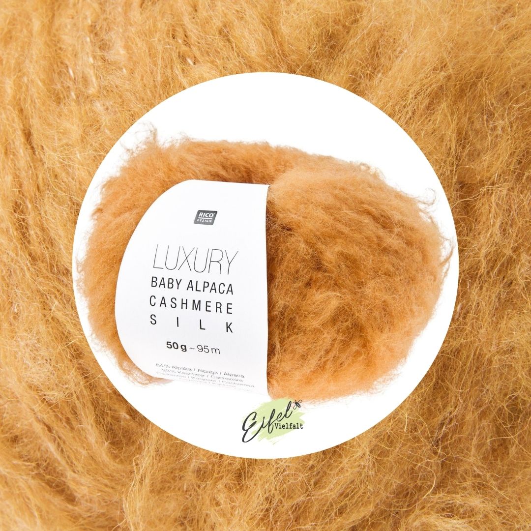 Luxury Baby Alpaca Cashmere Silk 50g 95m Strick- oder Häkelwolle Farbe 003 karamell