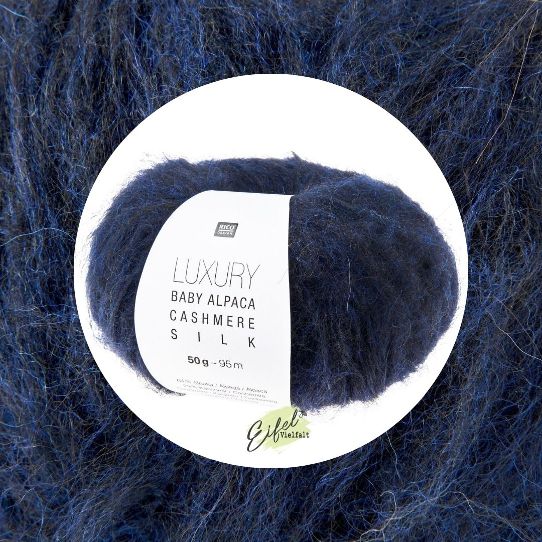 Luxury Baby Alpaca Cashmere Silk 50g 95m Strick- oder Häkelwolle Farbe 004 marine