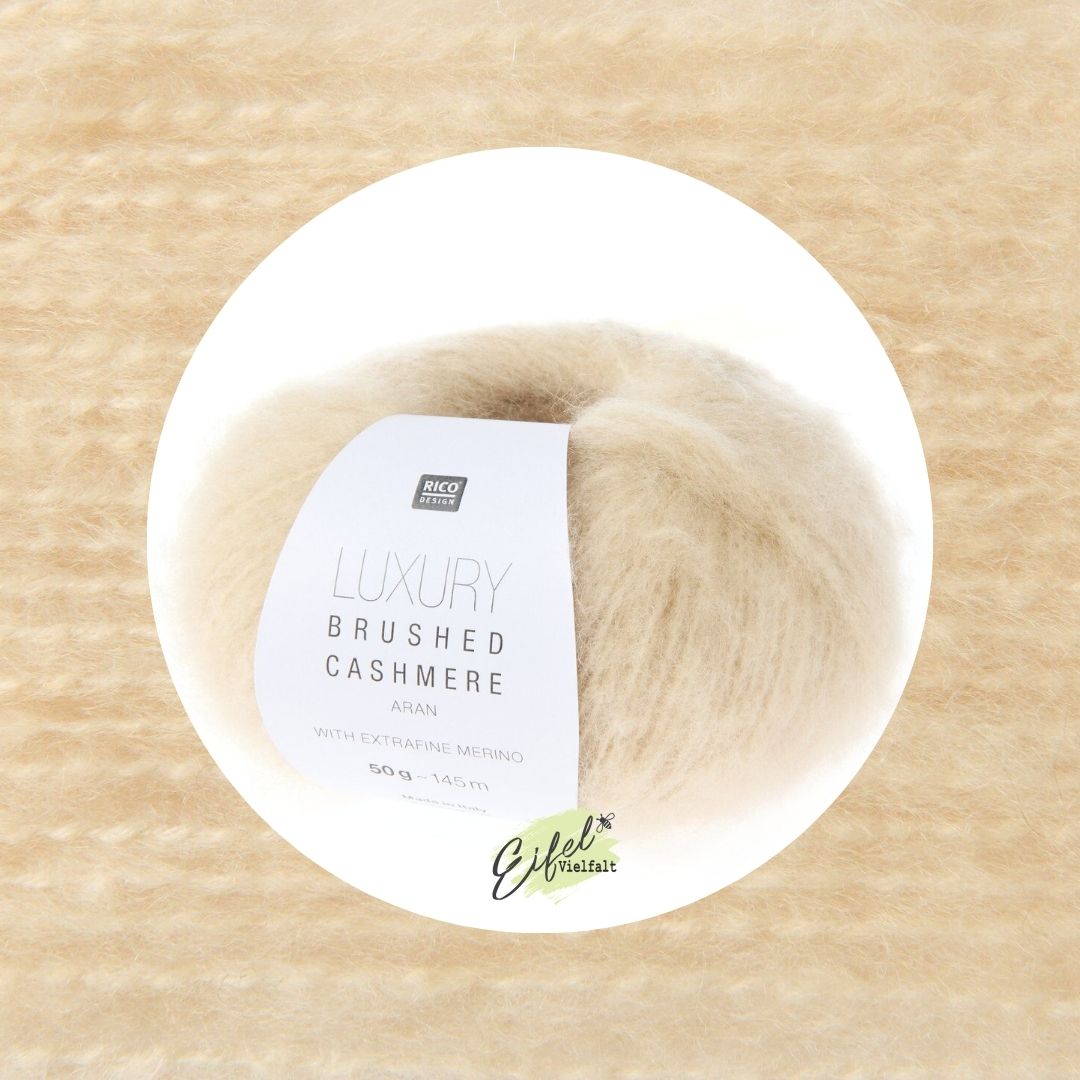 Luxury Brushed Cashmere aran 50g 145m Strick- und Häkelwolle Farbe 002 natur