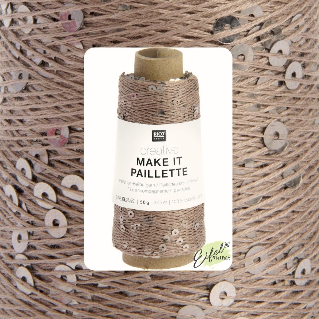 Beilaufgarn auf Kone Make it Paillette mit Pailletten 50g 305m Farbe 009 bronze - Kone mit Garn - zum Stricken und Häkeln