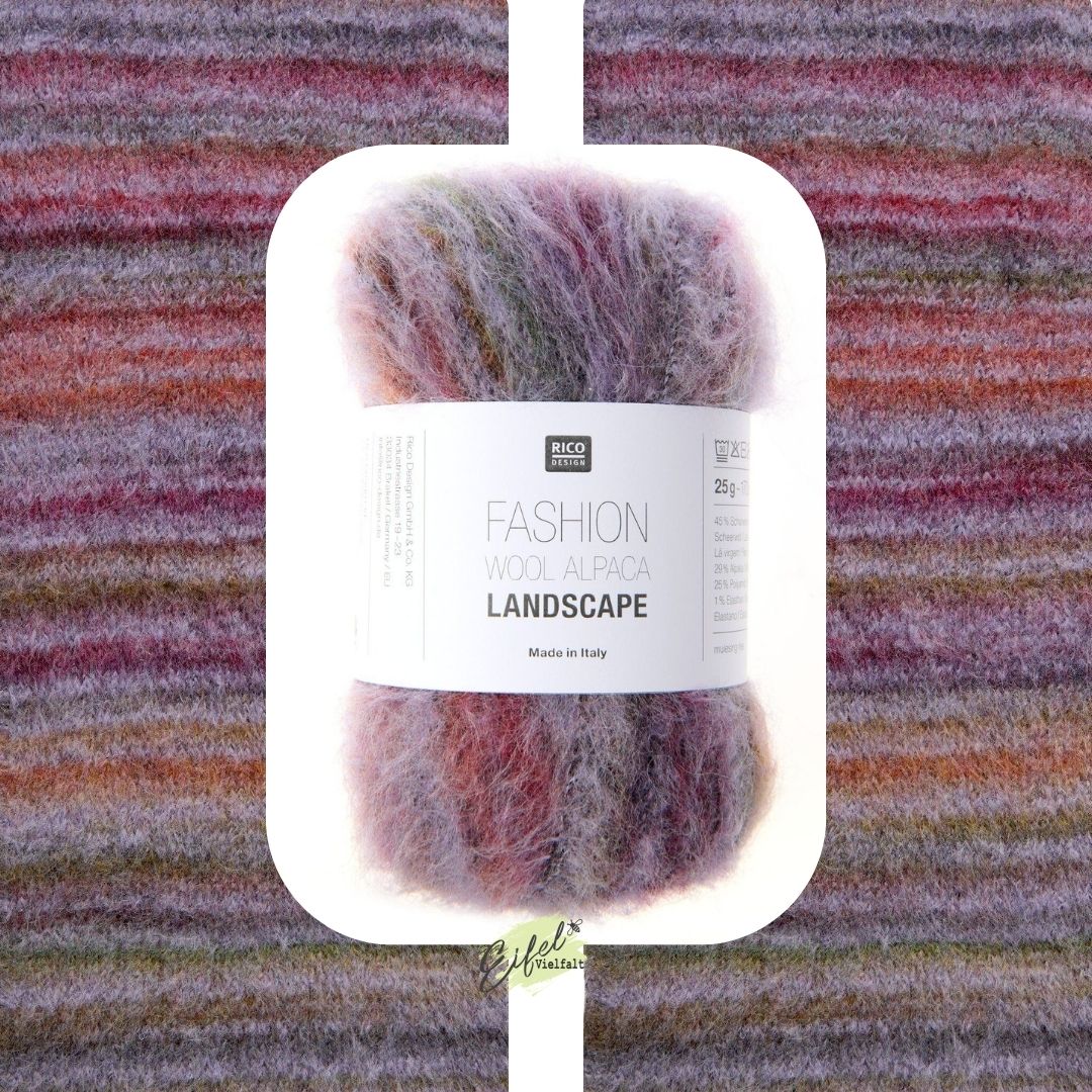 Fashion Wool Alpaca Landscape 25g 170m Häkel- und Strickwolle Maschenbild und Knäuel in Farbe 004 late sundown