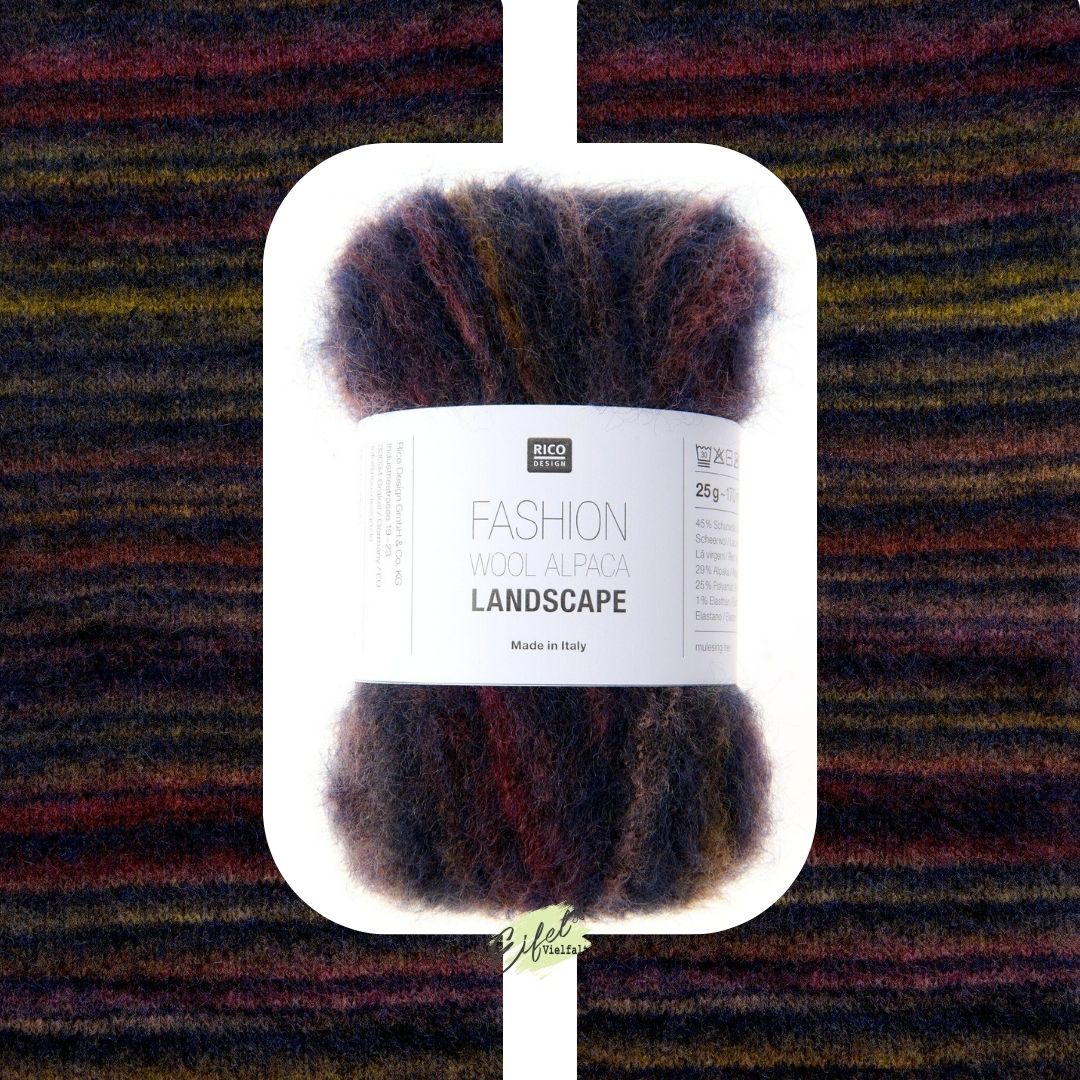 Fashion Wool Alpaca Landscape 25g 170m Häkel- und Strickwolle Maschenbild und Knäuel in Farbe 006 dark berries