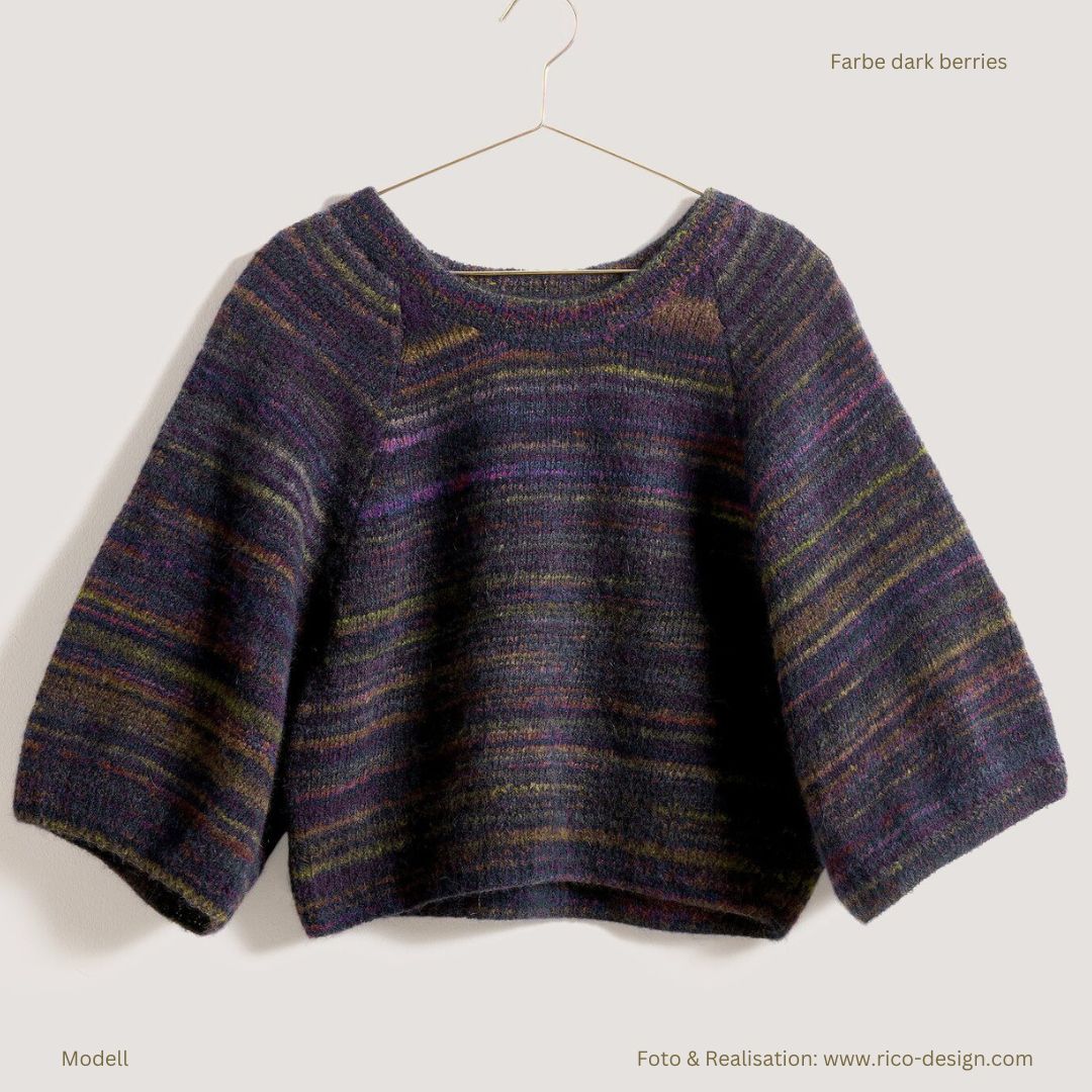 Fashion Wool Alpaca Landscape 25g 170m Häkel- und Strickwolle Musteranstrick Pulli mit weiten Ärmeln in Farbe dark berries